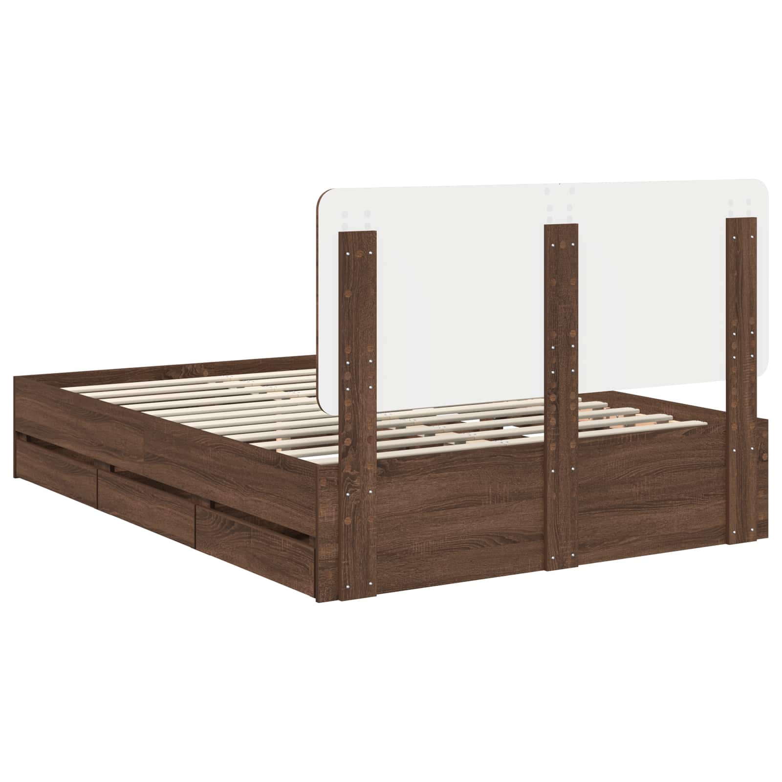 Cadru de pat Stejar închis 150 x 200 cm Lemn Ingineresc GartenMobel Dekor