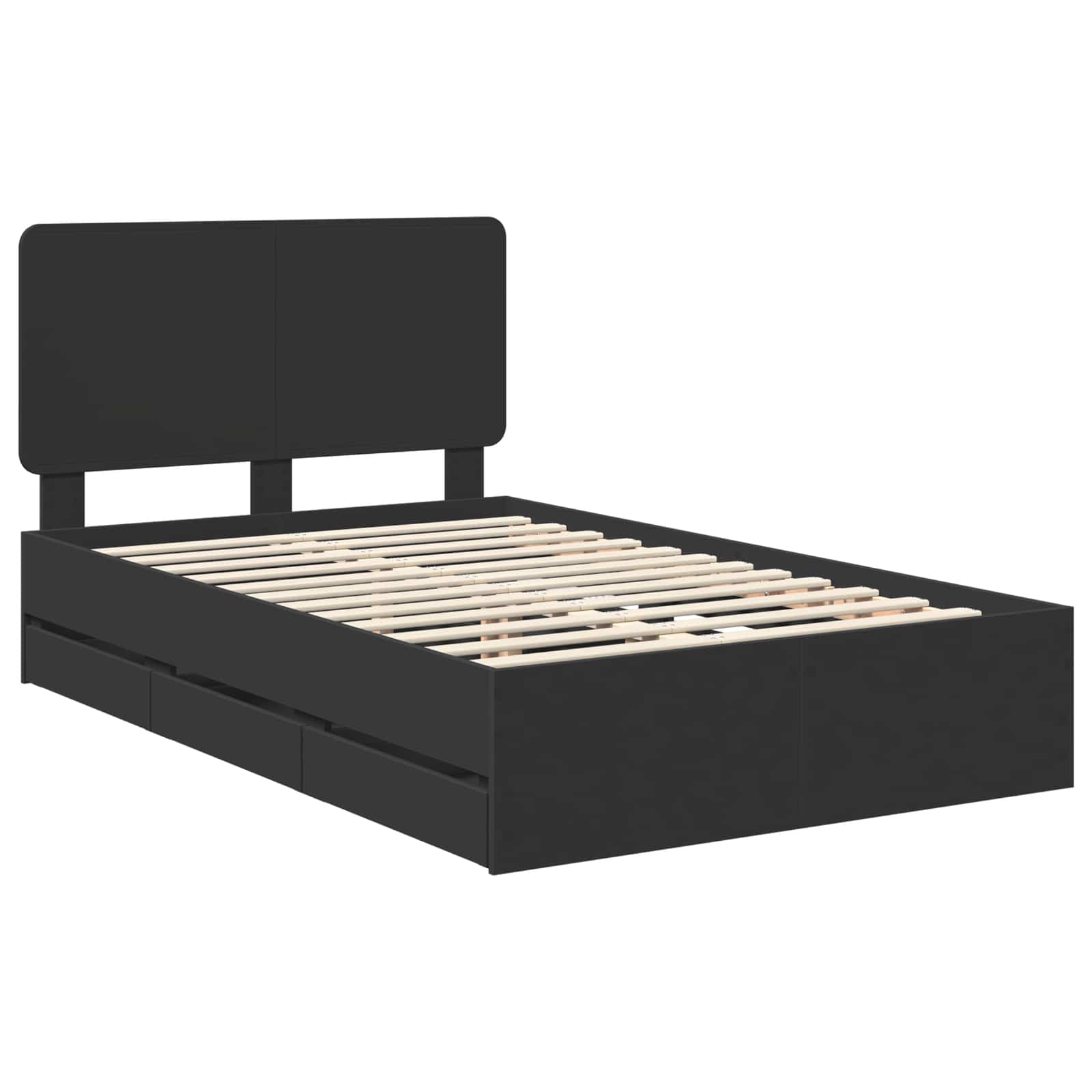 Cadru de pat cu sertar Negru 120 x 200 cm Lemn Ingineresc GartenMobel Dekor