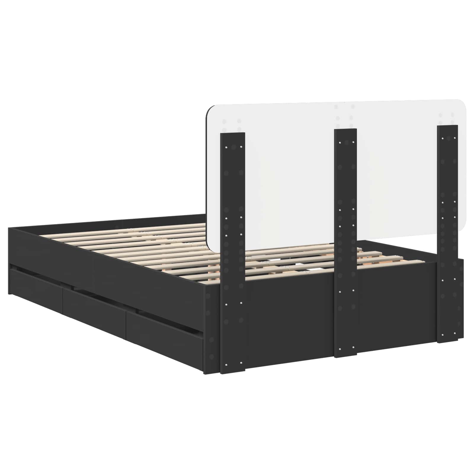 Cadru de pat cu sertar Negru 120 x 200 cm Lemn Ingineresc GartenMobel Dekor