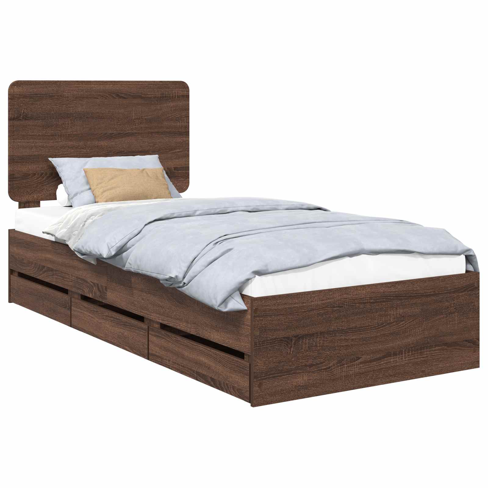 Cadru de pat Stejar închis 100 x 200 cm Lemn Ingineresc GartenMobel Dekor