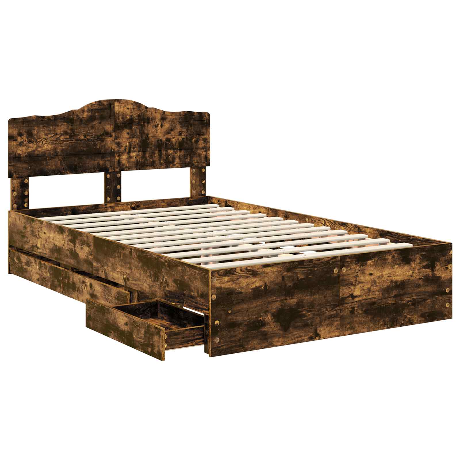 Cadru de pat Stejar fumuriu 135 x 190 cm Lemn Ingineresc GartenMobel Dekor