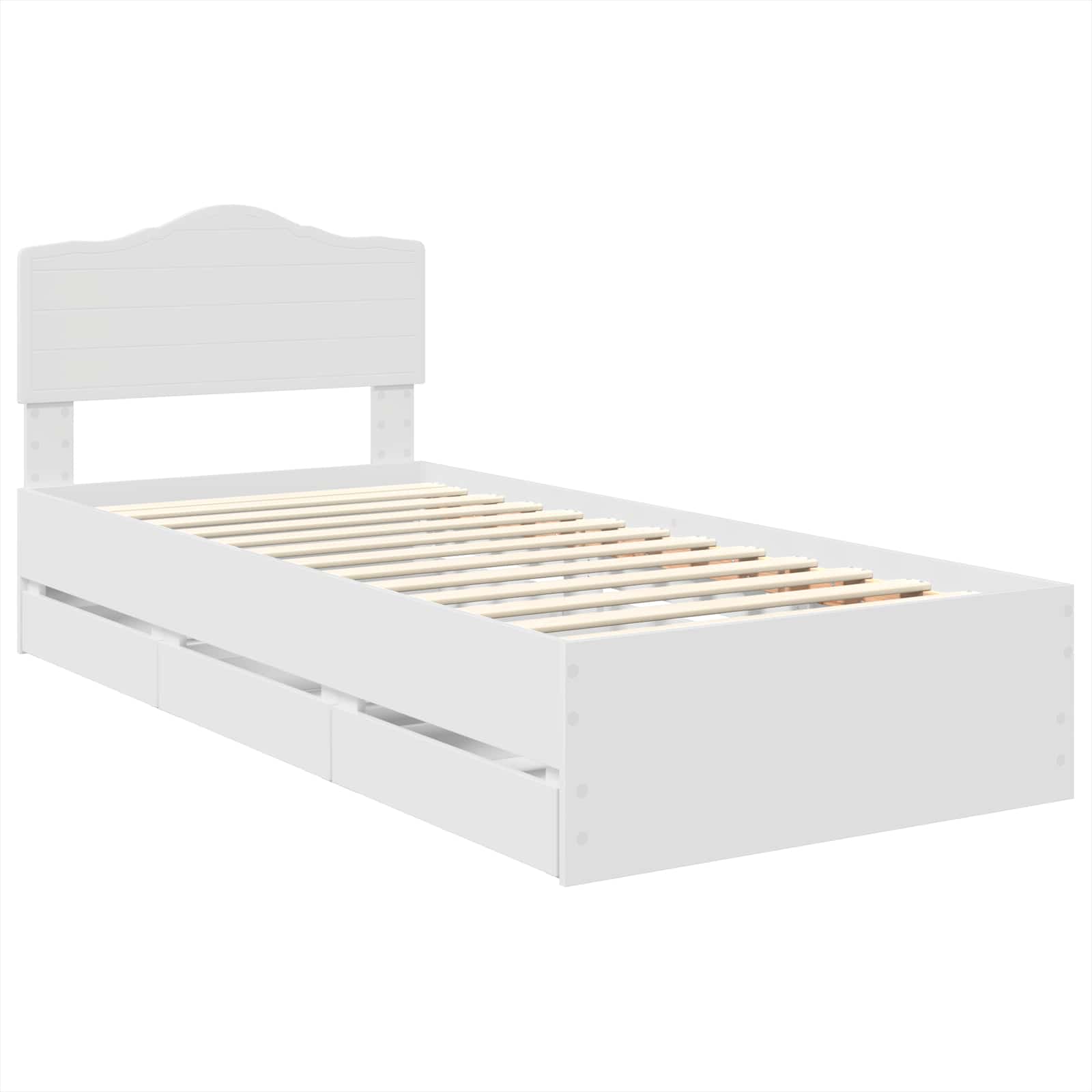 Cadru de pat cu sertar Alb 100 x 200 cm Lemn Ingineresc GartenMobel Dekor