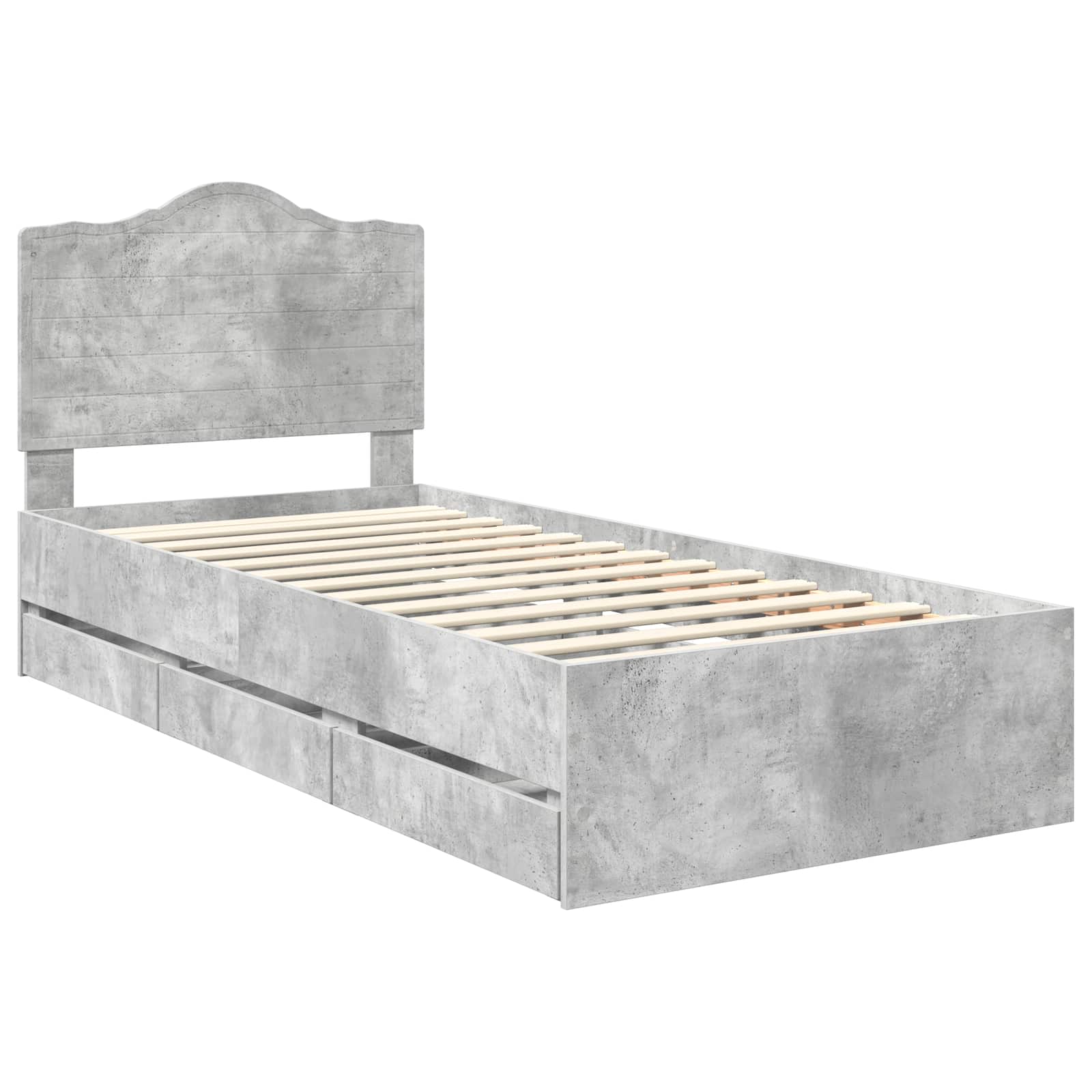 Cadru de pat Gri din beton 100 x 200 cm Lemn Ingineresc GartenMobel Dekor