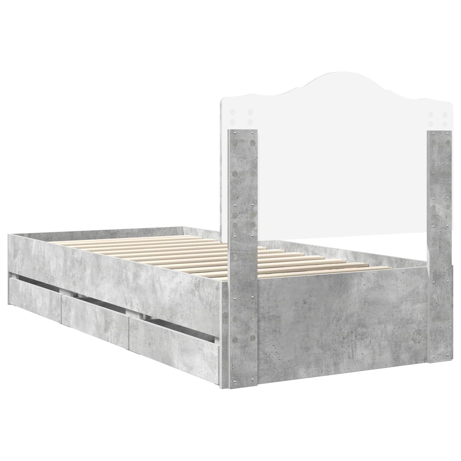 Cadru de pat Gri din beton 100 x 200 cm Lemn Ingineresc GartenMobel Dekor