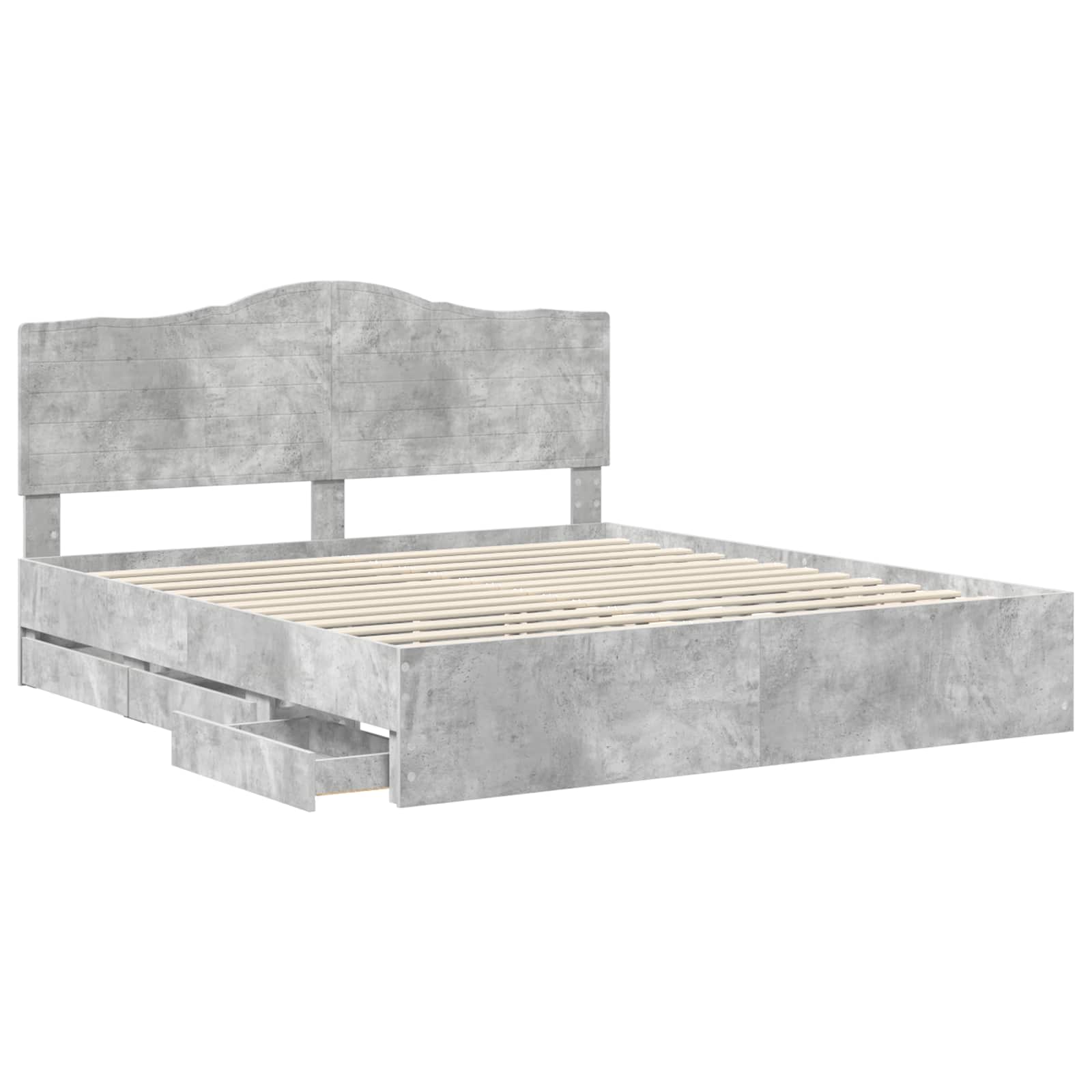 Cadru de pat Gri din beton 180 x 200 cm Lemn Ingineresc GartenMobel Dekor