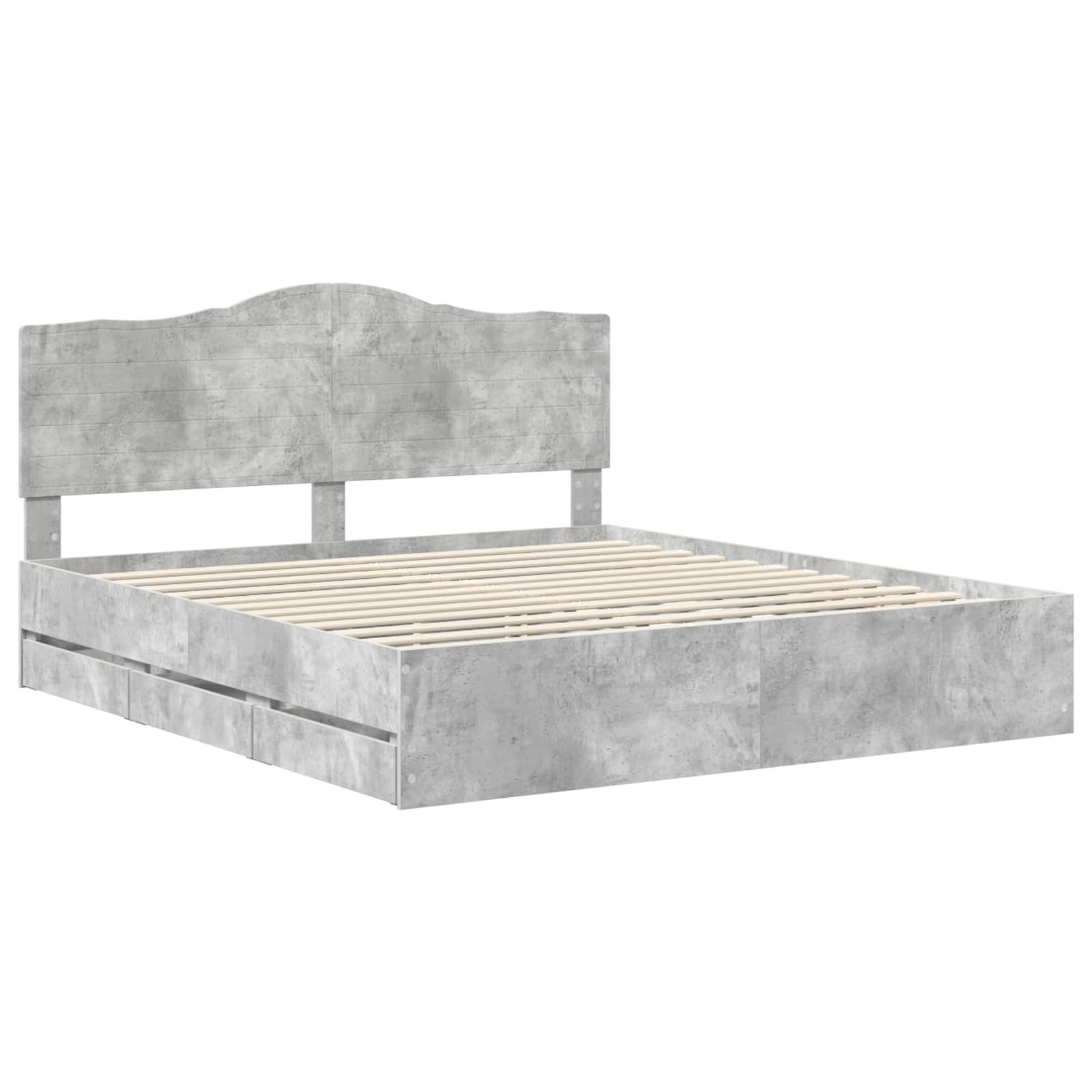 Cadru de pat Gri din beton 180 x 200 cm Lemn Ingineresc GartenMobel Dekor