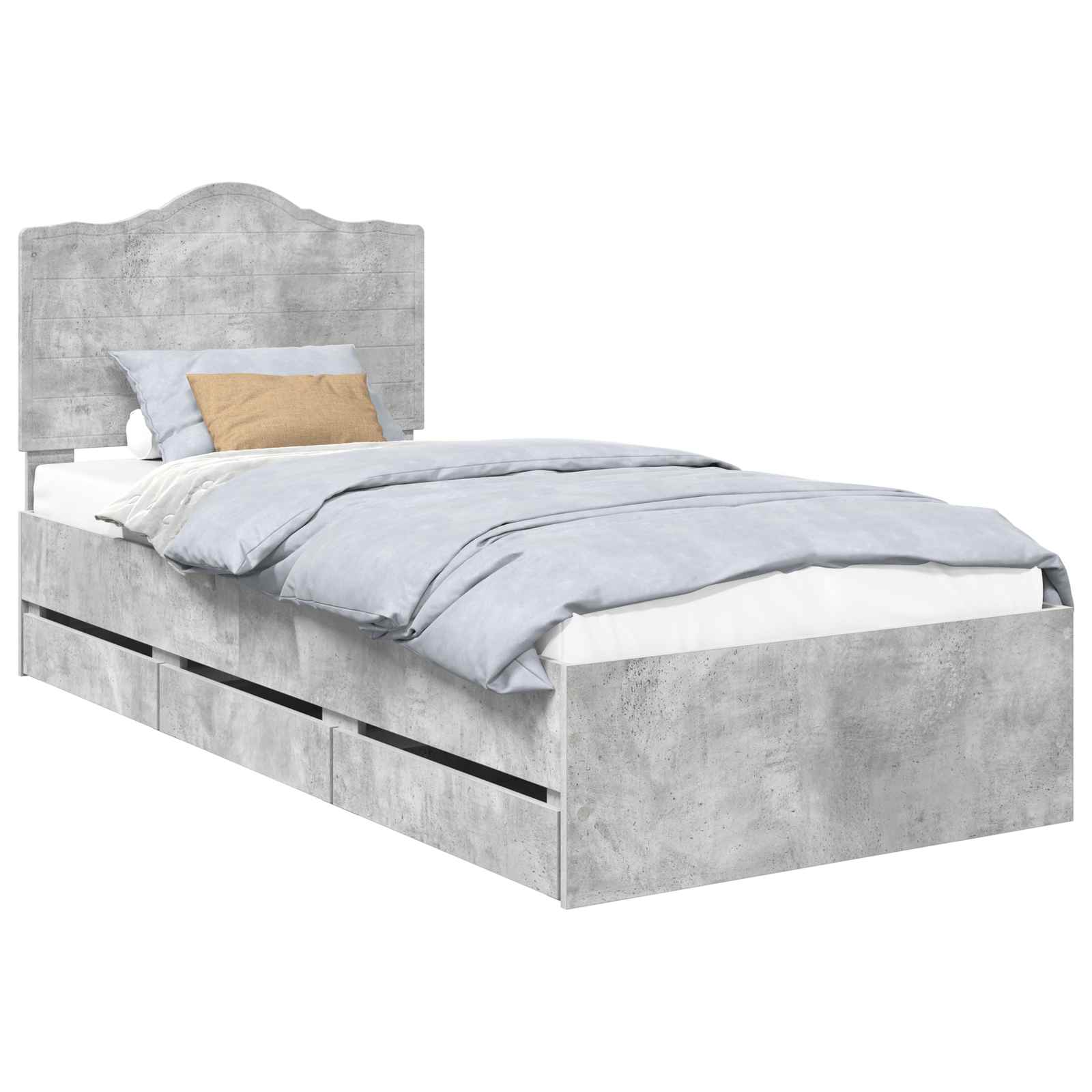 Cadru de pat Gri din beton 90 x 190 cm Lemn Ingineresc GartenMobel Dekor