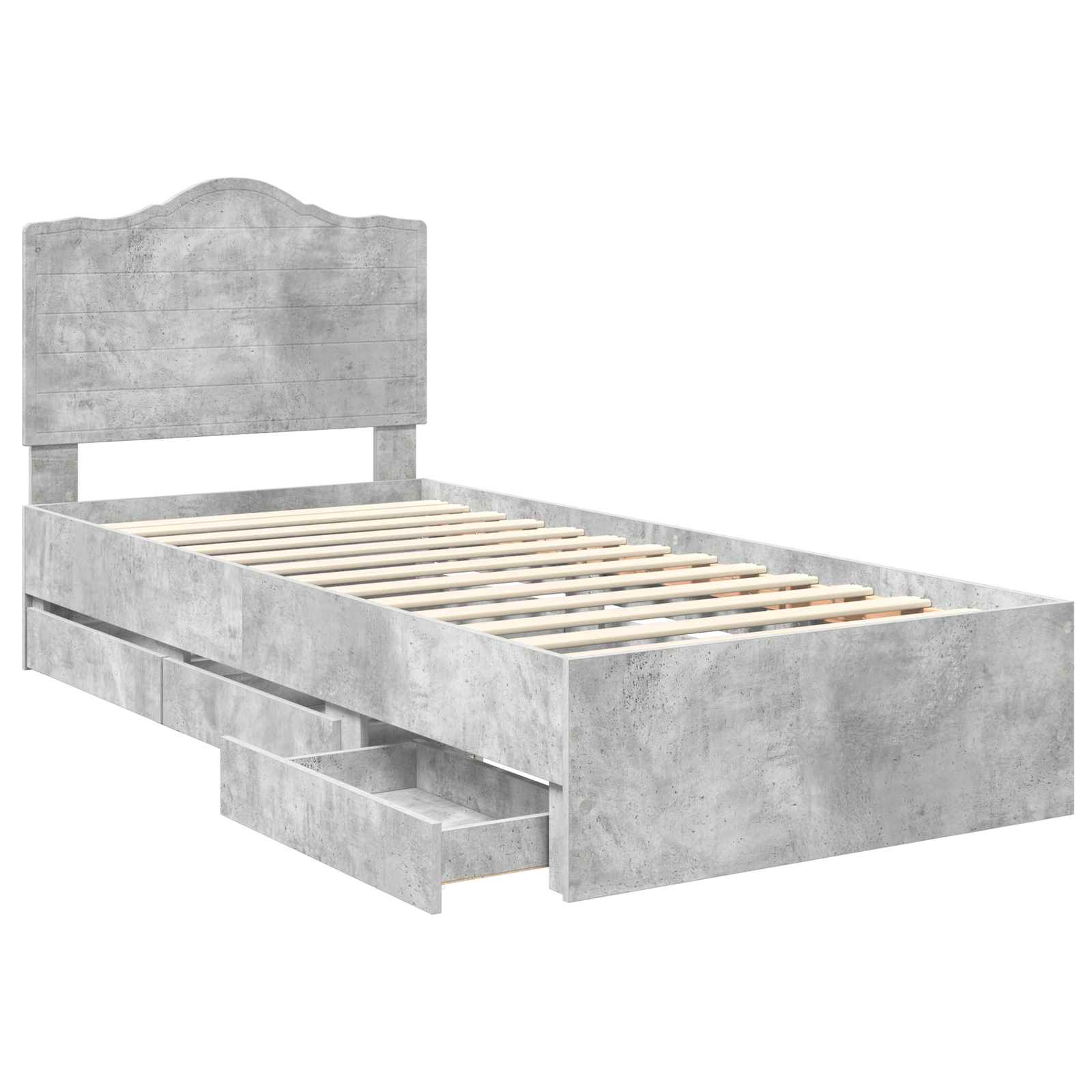 Cadru de pat Gri din beton 90 x 190 cm Lemn Ingineresc GartenMobel Dekor