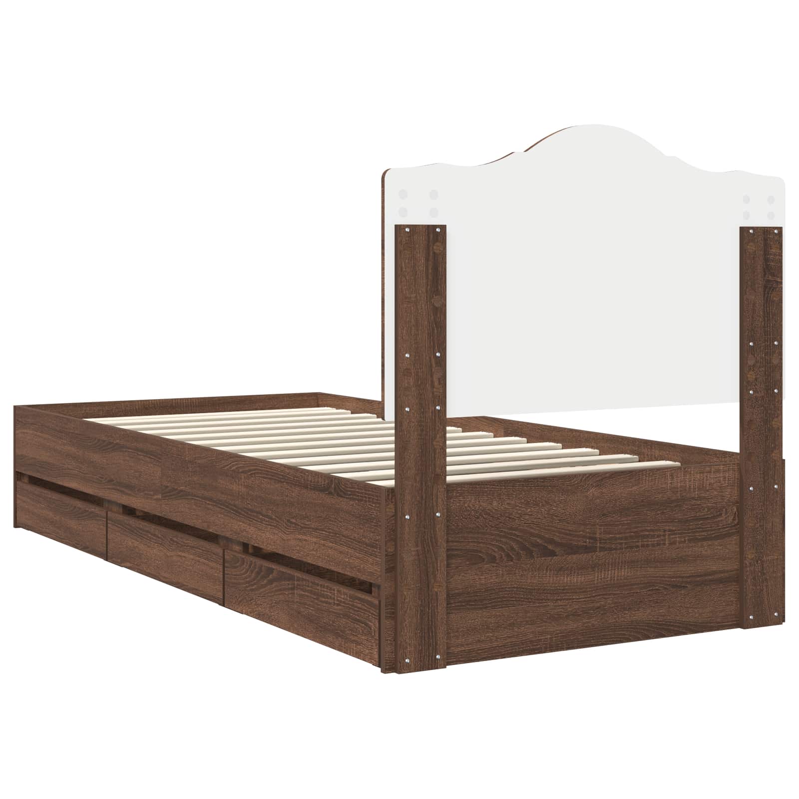 Cadru de pat Stejar închis 90 x 190 cm Lemn Ingineresc GartenMobel Dekor