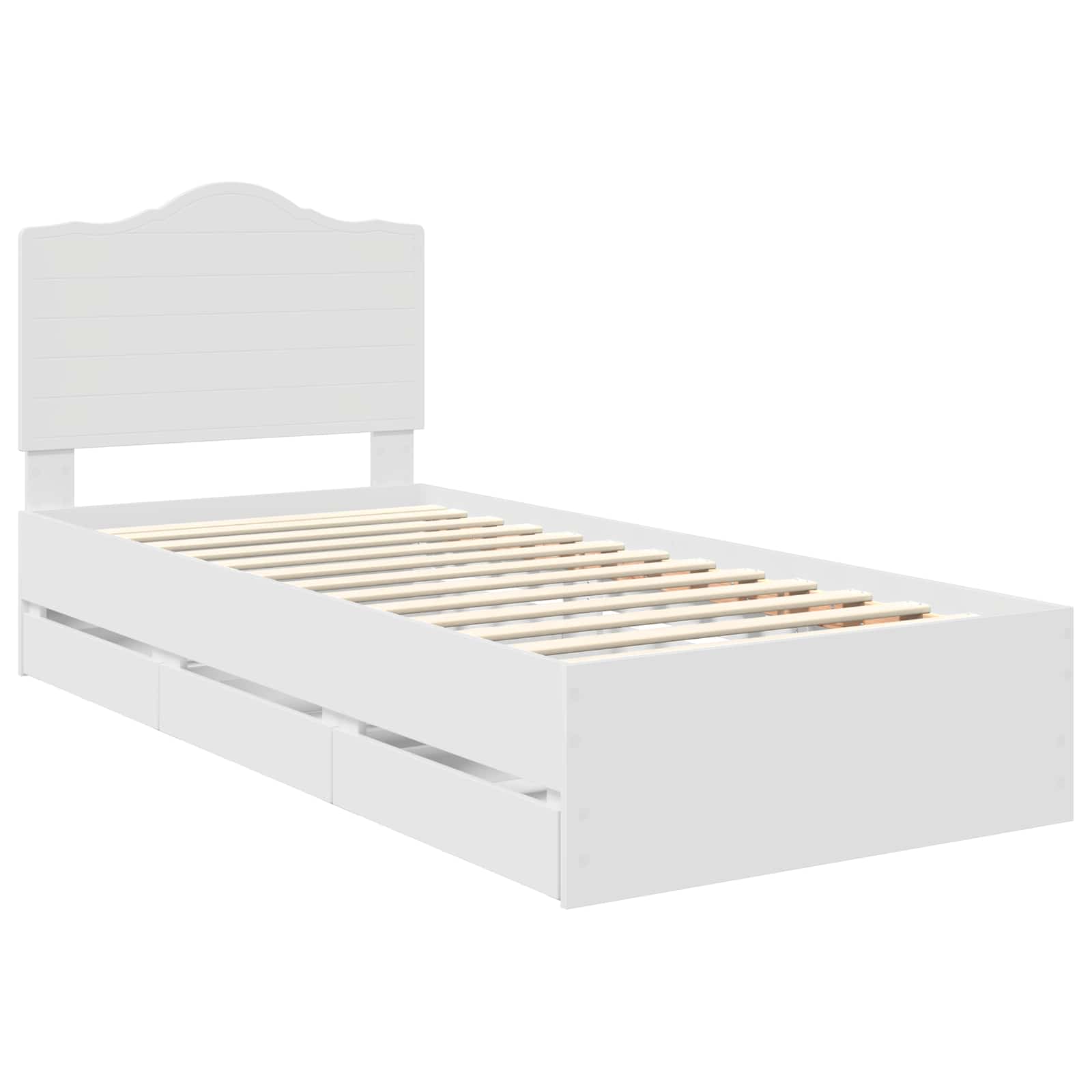 Cadru de pat cu sertar Alb 98.5 x 200 cm Lemn Ingineresc GartenMobel Dekor