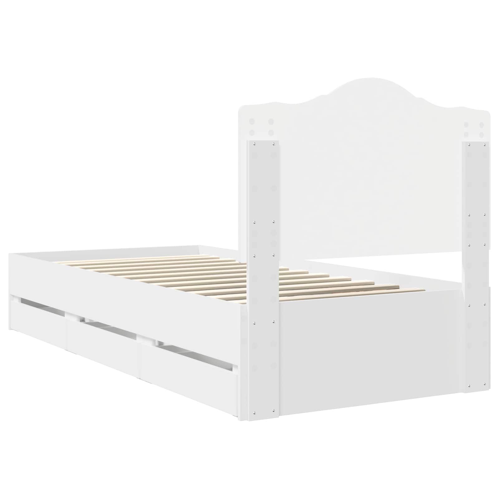 Cadru de pat cu sertar Alb 98.5 x 200 cm Lemn Ingineresc GartenMobel Dekor