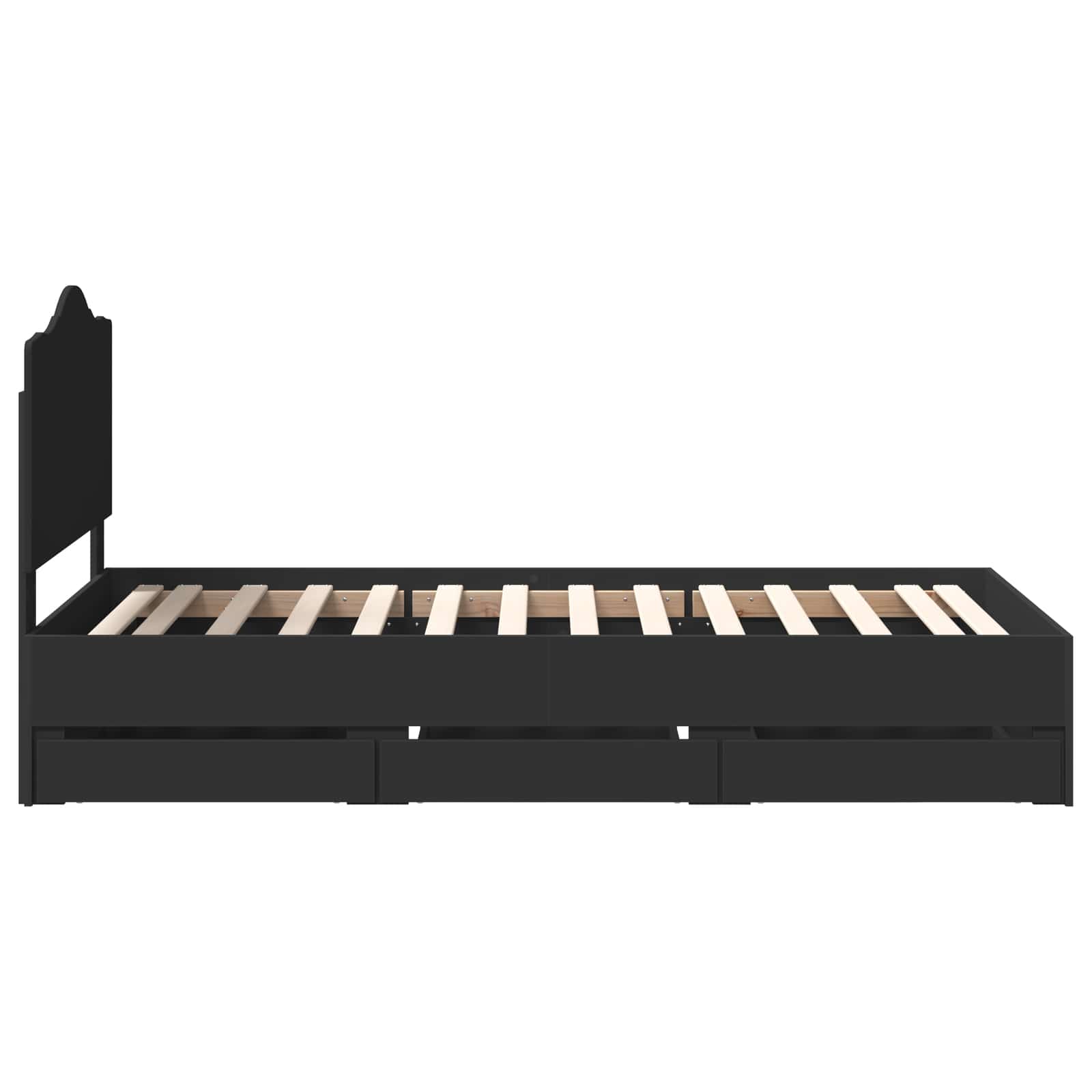 Cadru de pat cu sertar Negru 90 x 200 cm Lemn Ingineresc GartenMobel Dekor