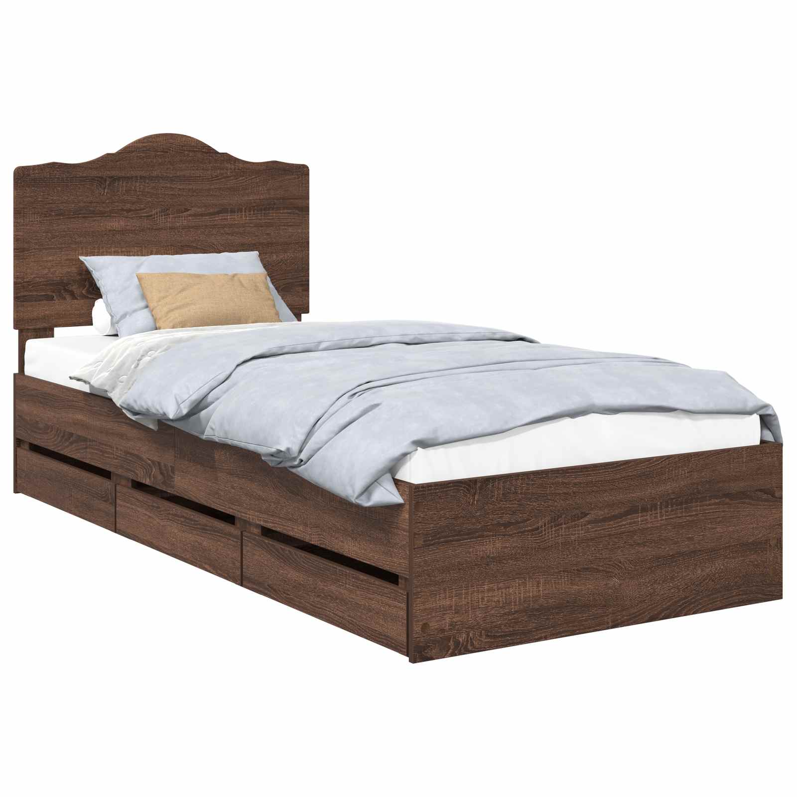 Cadru de pat Stejar închis 75 x 190 cm Lemn Ingineresc GartenMobel Dekor