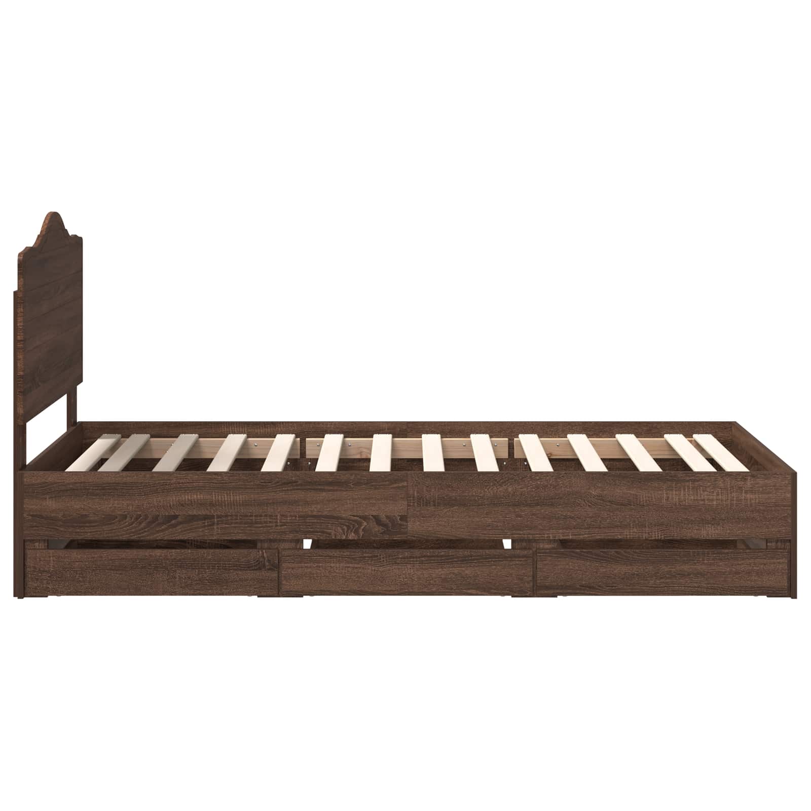 Cadru de pat Stejar închis 75 x 190 cm Lemn Ingineresc GartenMobel Dekor