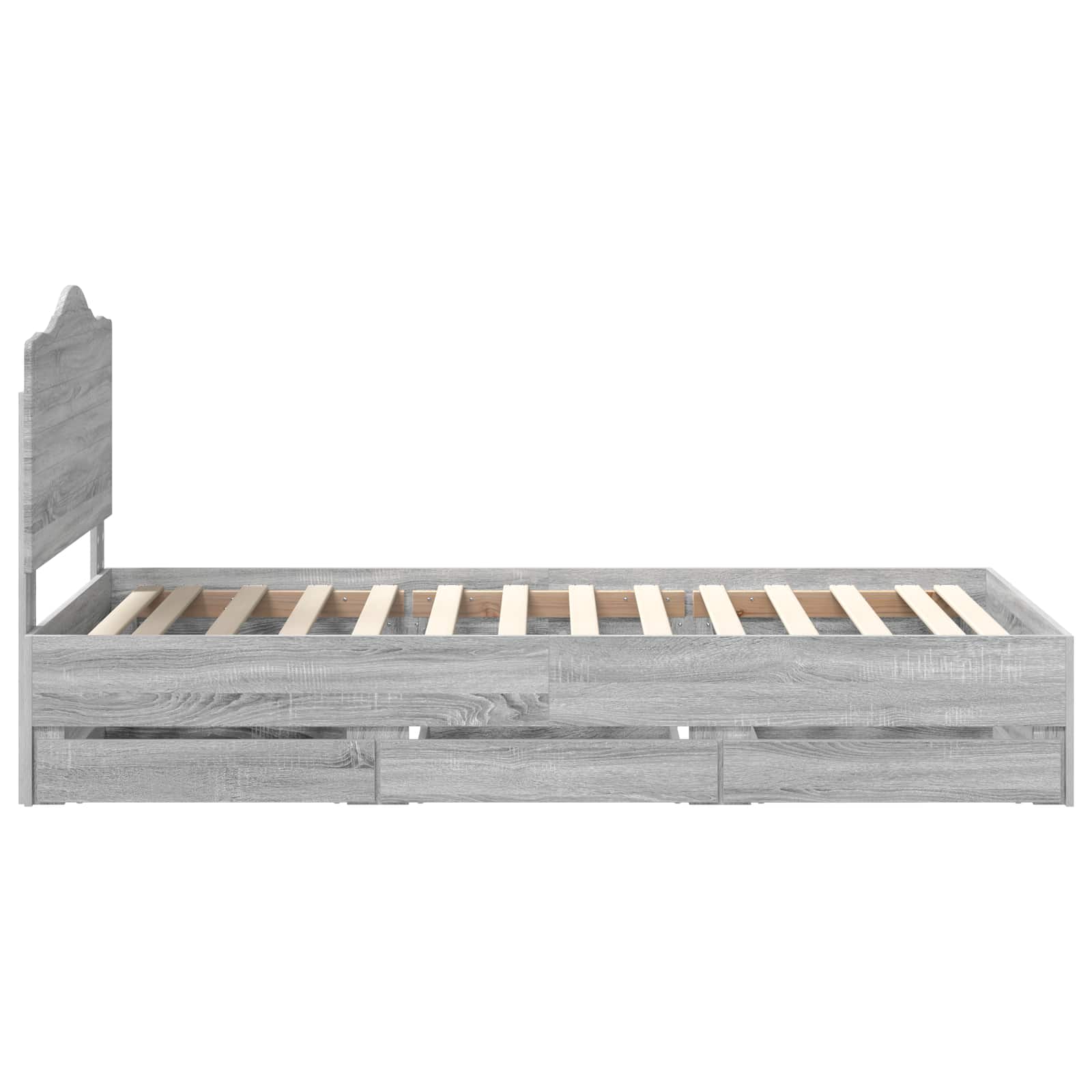 Cadru de pat cu sertar Gri Sonoma 90 x 200 cm Lemn Ingineresc GartenMobel Dekor