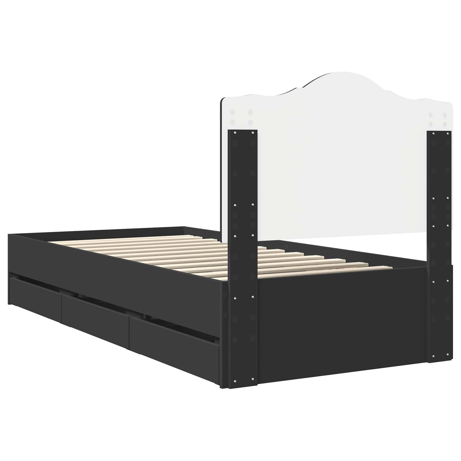 Cadru de pat cu sertar Negru 90 x 200 cm Lemn Ingineresc GartenMobel Dekor