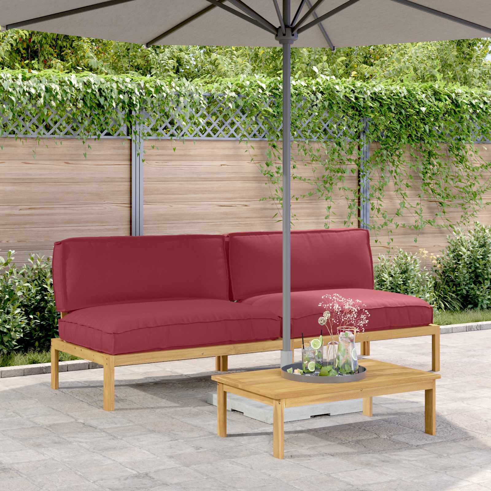Set de canapea Roșu Vin 240 x 80 x 69 cm Lemn Solid de Acacia GartenMobel Dekor