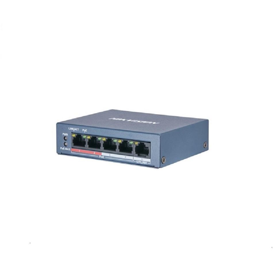 Switch POE 4 porturi Hikvision DS-3E0105P-E/M(B) fara management SafetyGuard Surveillance