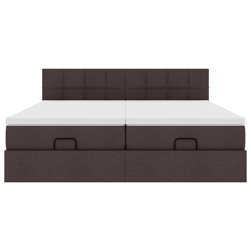 Cadru de pat otoman cu saltele, țesătură maro închis 160x200 cm GartenMobel Dekor