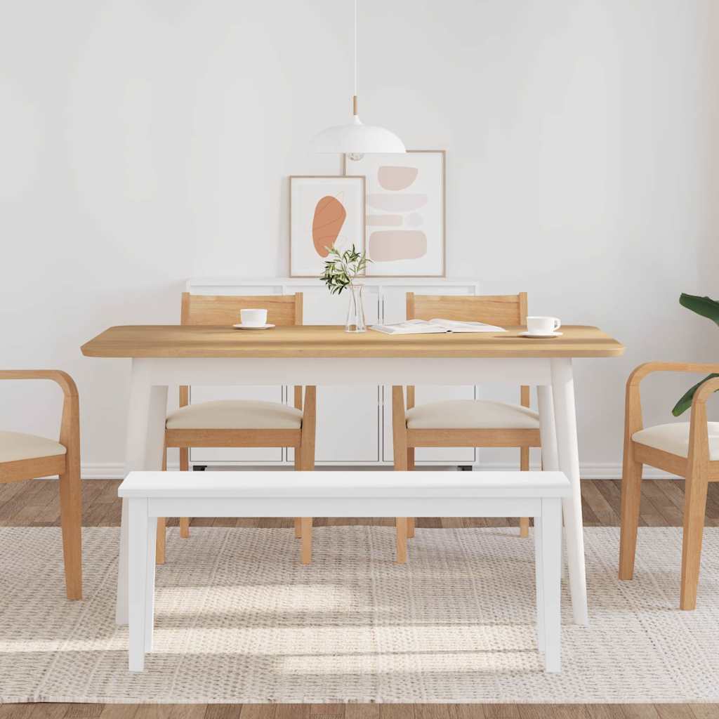 Bancă 110 cm din lemn masiv alb cauciuc GartenMobel Dekor