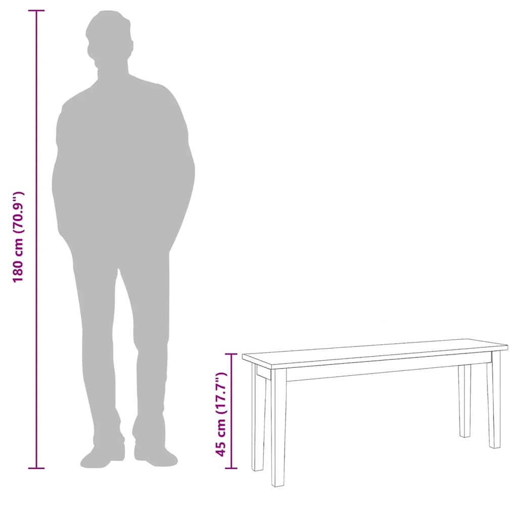 Bancă 110 cm din lemn masiv alb cauciuc GartenMobel Dekor