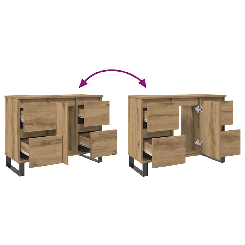 Dulap chiuvetă baie stejar artizanal 80x33x60 cm lemn prelucrat GartenMobel Dekor