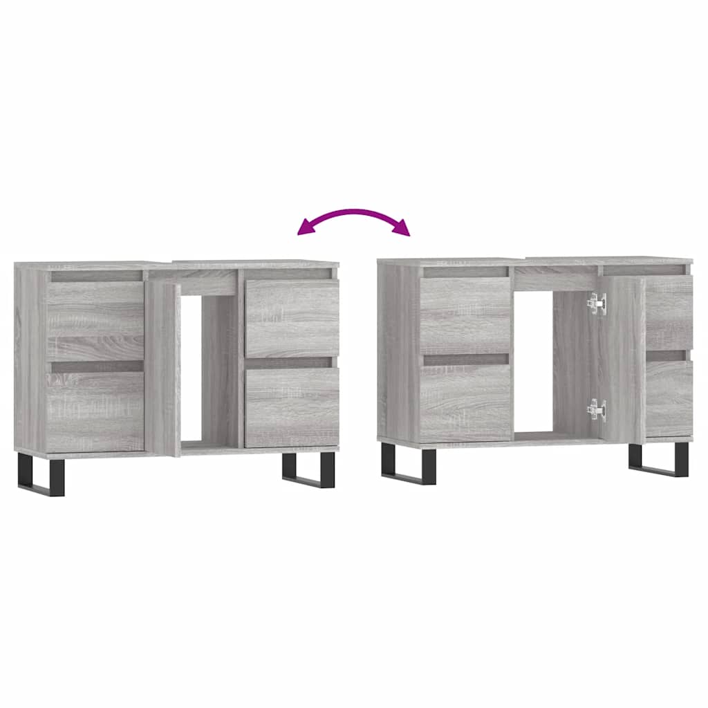 Dulap pentru baie, gri sonoma, 80x33x60 cm, lemn compozit GartenMobel Dekor