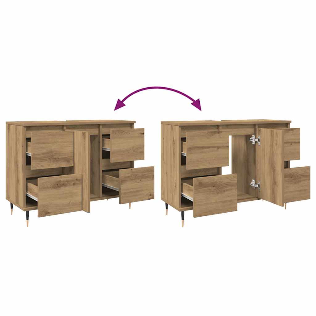 Dulap pentru baie stejar artizanal, 80x33x60 cm, lemn prelucrat GartenMobel Dekor