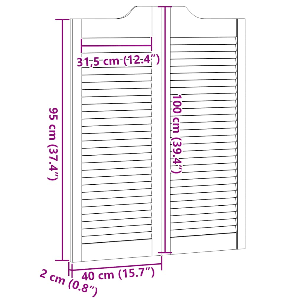 Uși batante cu jaluzele design 1 pereche alb 100x80 cm GartenMobel Dekor