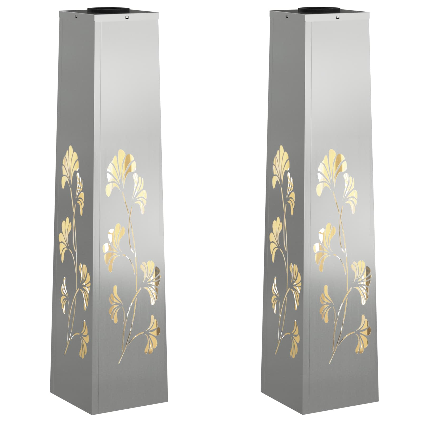 Lumină LED Solară pentru Alei 2 pcs Galvanizat Galvanizat GartenMobel Dekor