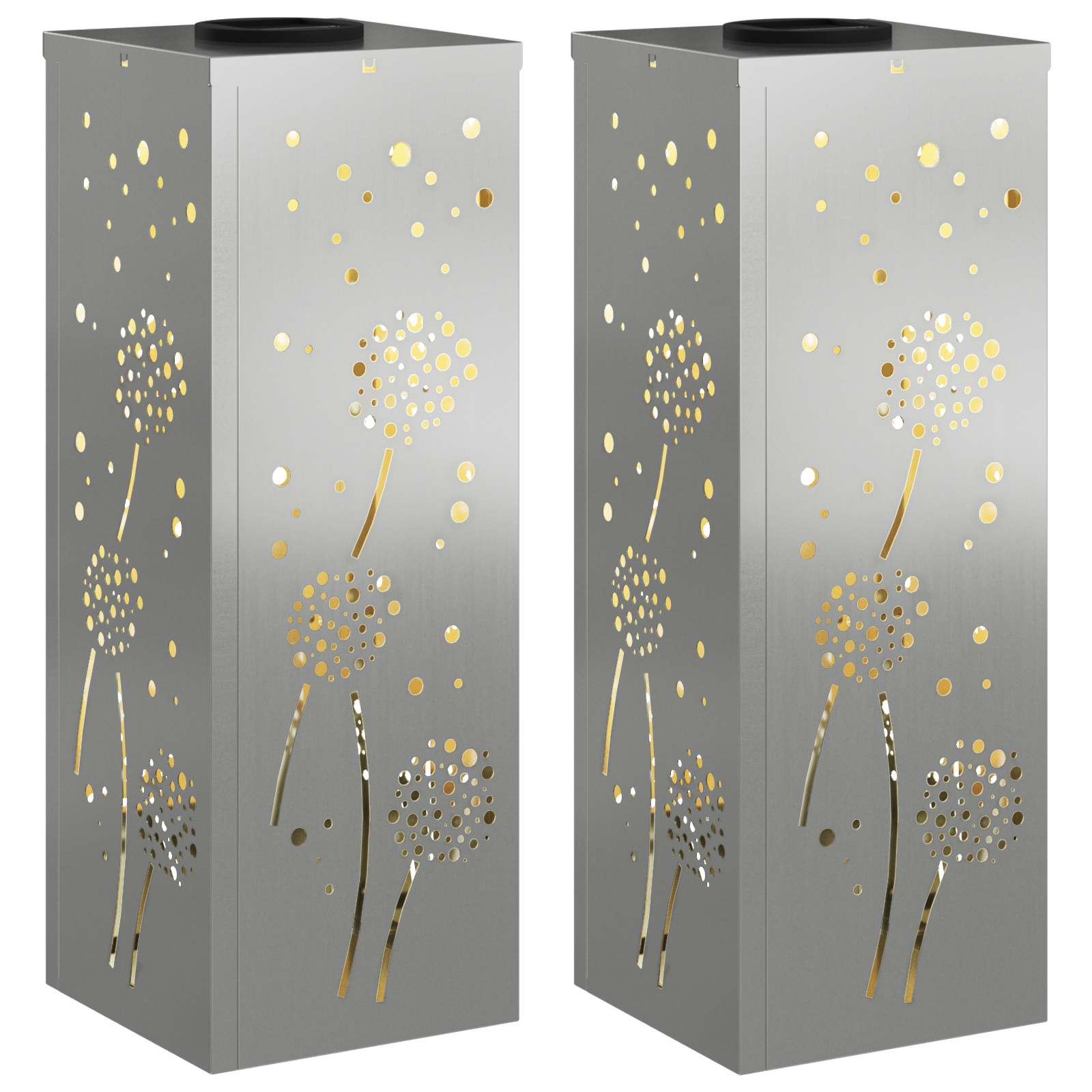 Lumină LED Solară pentru Alei 2 pcs Galvanizat Galvanizat GartenMobel Dekor