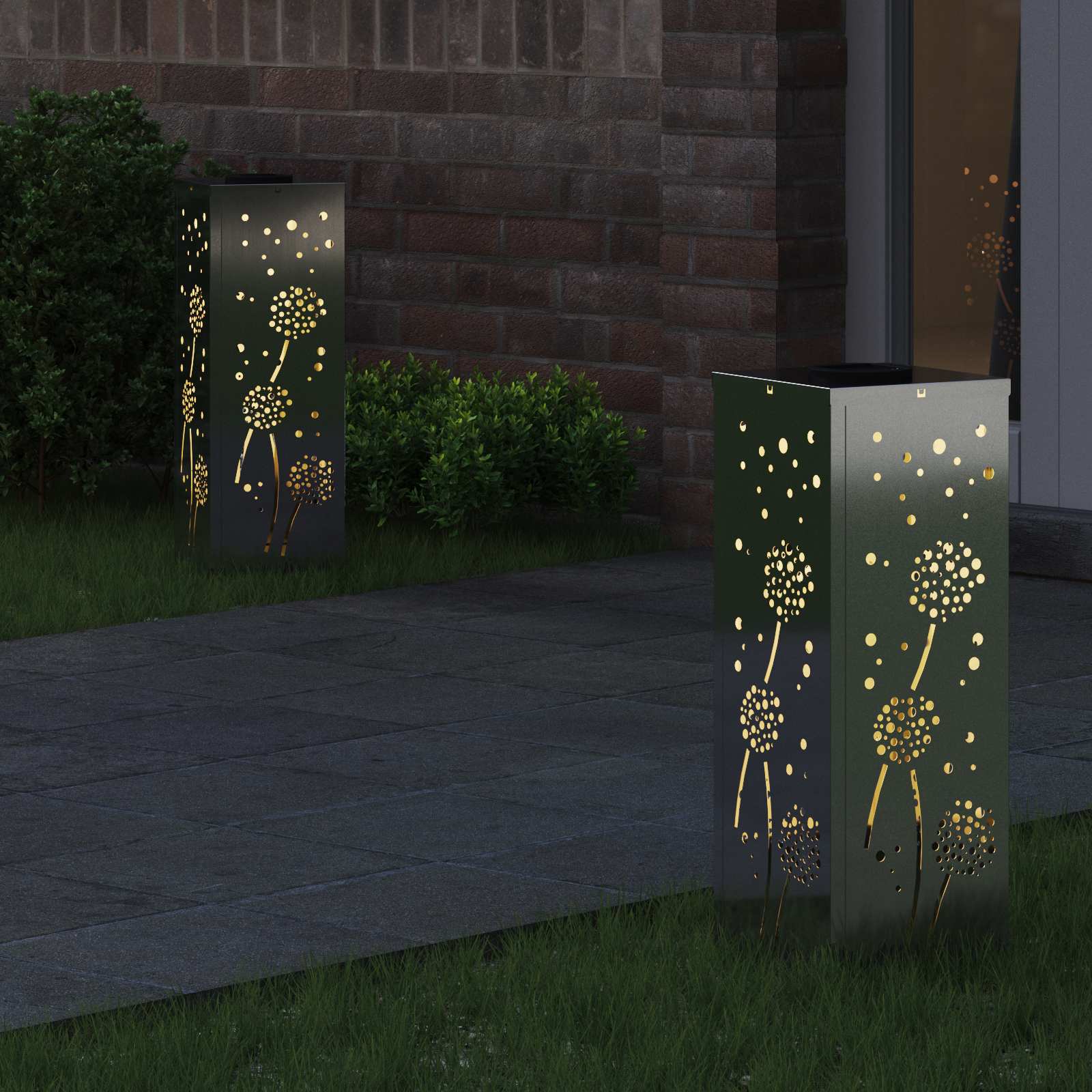 Lumină LED Solară pentru Alei 2 pcs Galvanizat Galvanizat GartenMobel Dekor