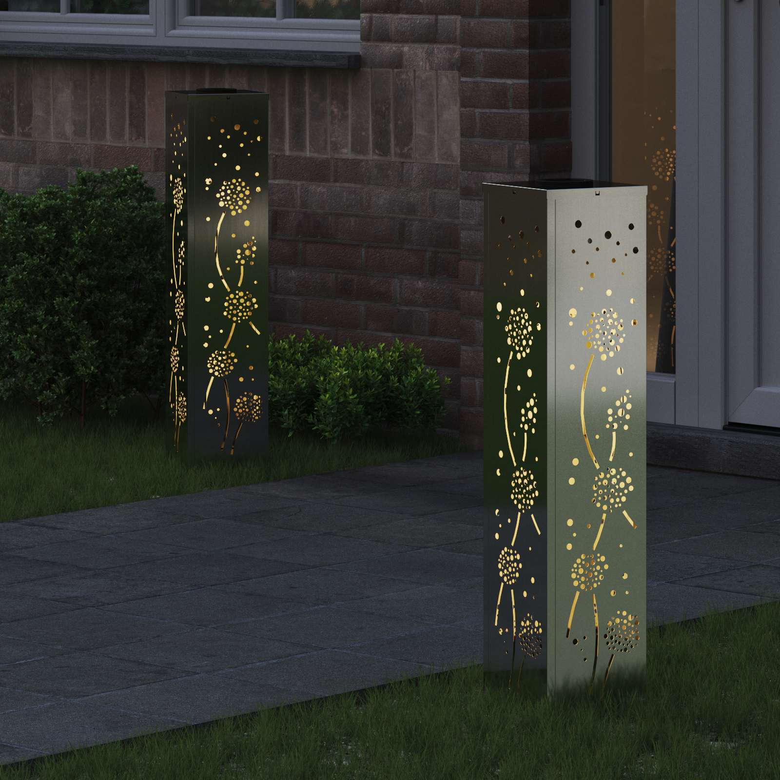 Lumină LED Solară pentru Alei 2 pcs Galvanizat Galvanizat GartenMobel Dekor