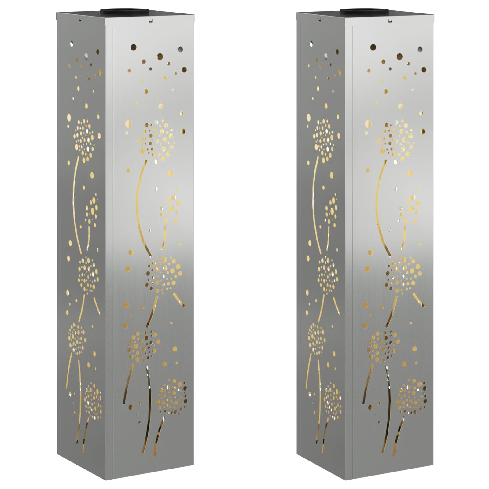 Lumină LED Solară pentru Alei 2 pcs Galvanizat Galvanizat GartenMobel Dekor