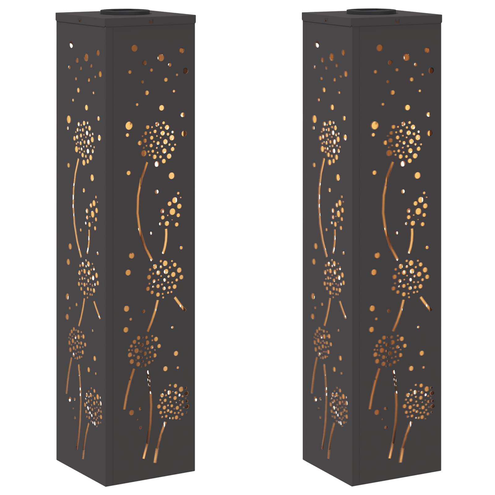 Lumină LED Solară pentru Alei 2 pcs Negru Oțel laminat la rece GartenMobel Dekor