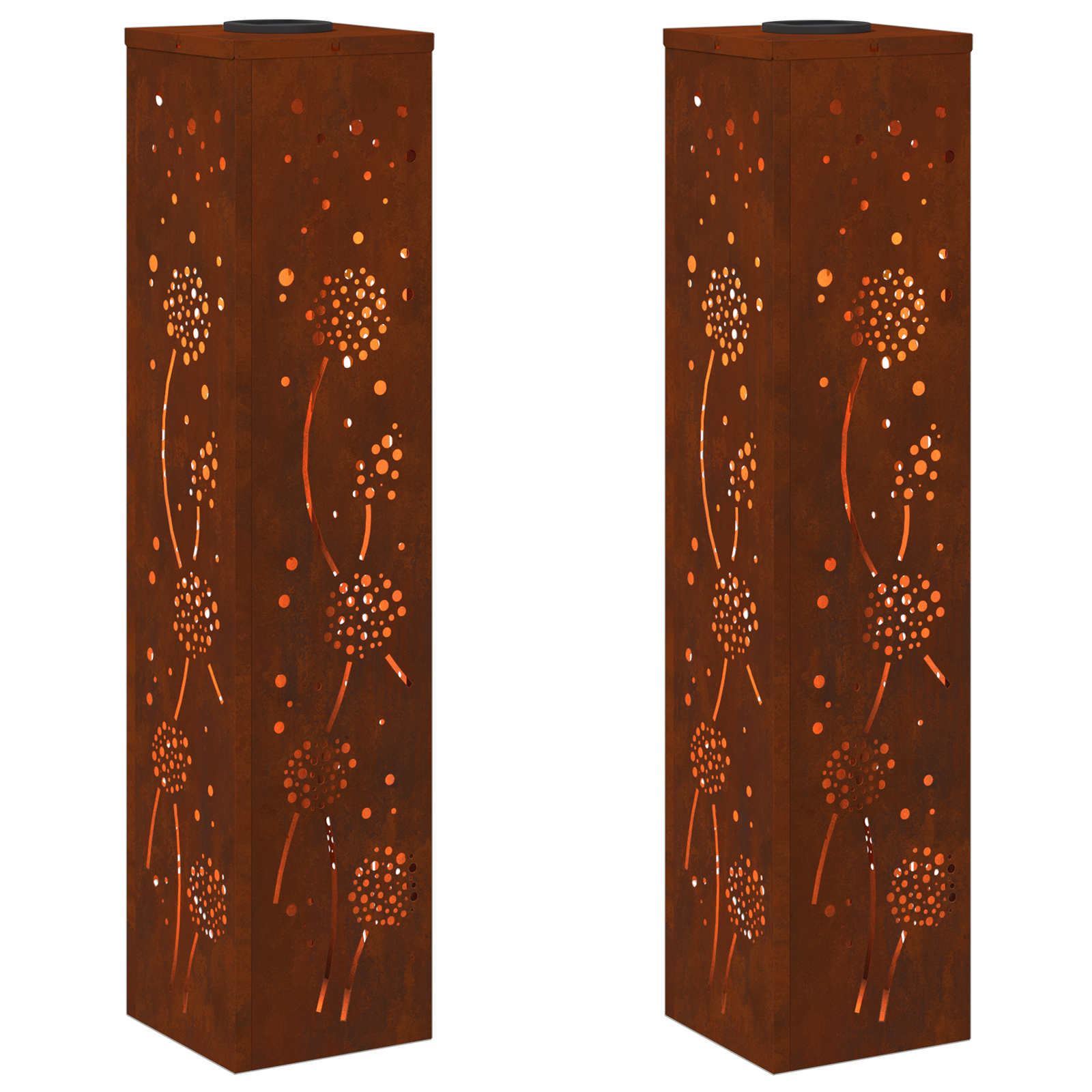 Lumină LED Solară pentru Alei 2 pcs Oțel Corten Oțel Corten GartenMobel Dekor