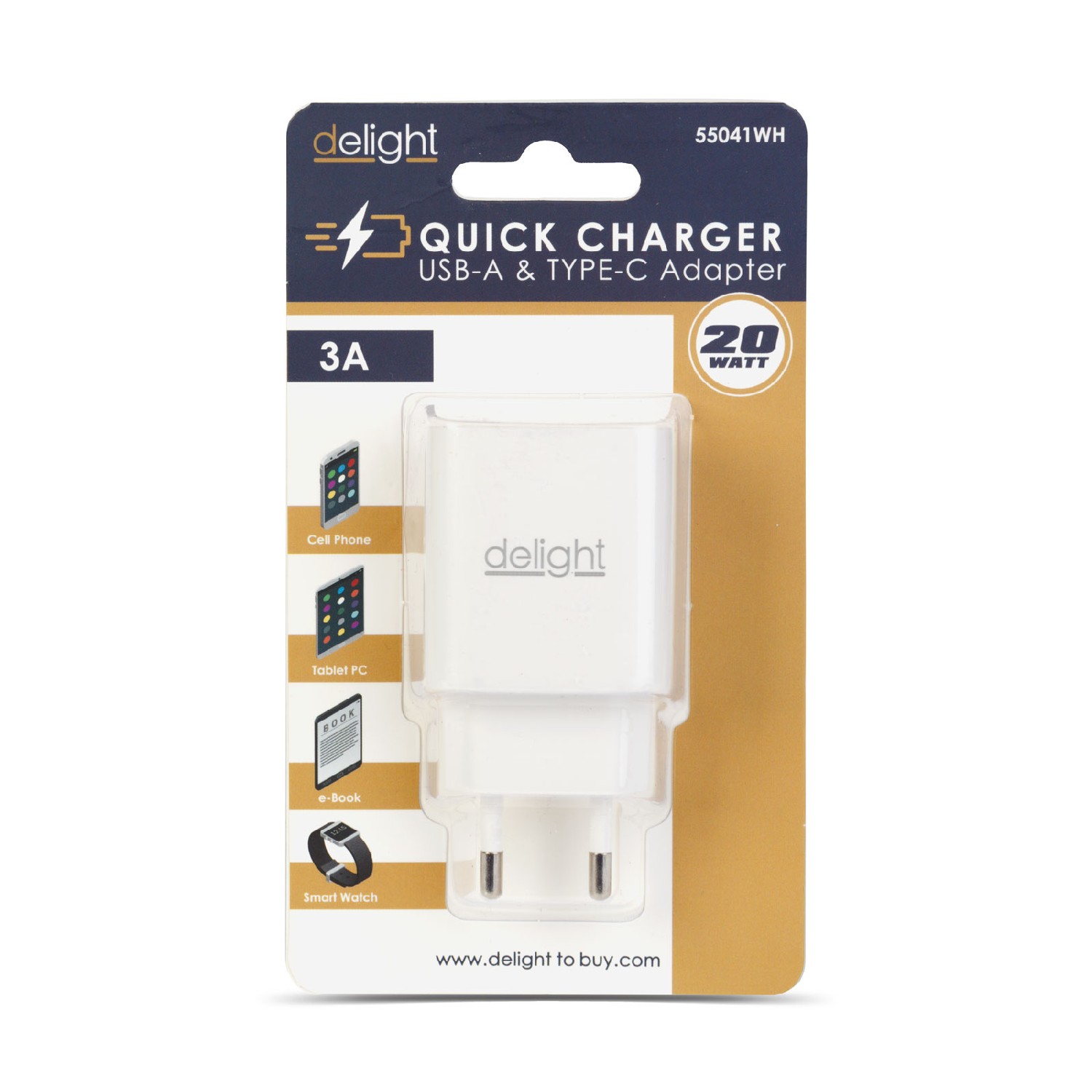 Încărcător Rapid Universal cu USB-A (QC 3.0) și USB-C PD 20W - Alb Best CarHome