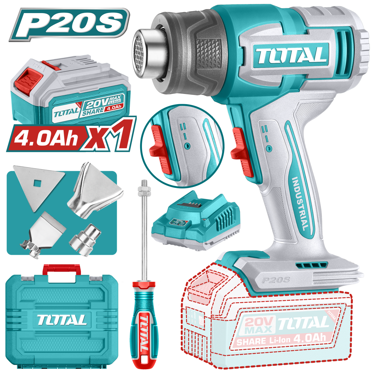 TOTAL - FEON INDUSTRIAL - 20V (INCLUDE 1 ACUMULATOR ,1 INCARCATOR) PowerTool TopQuality