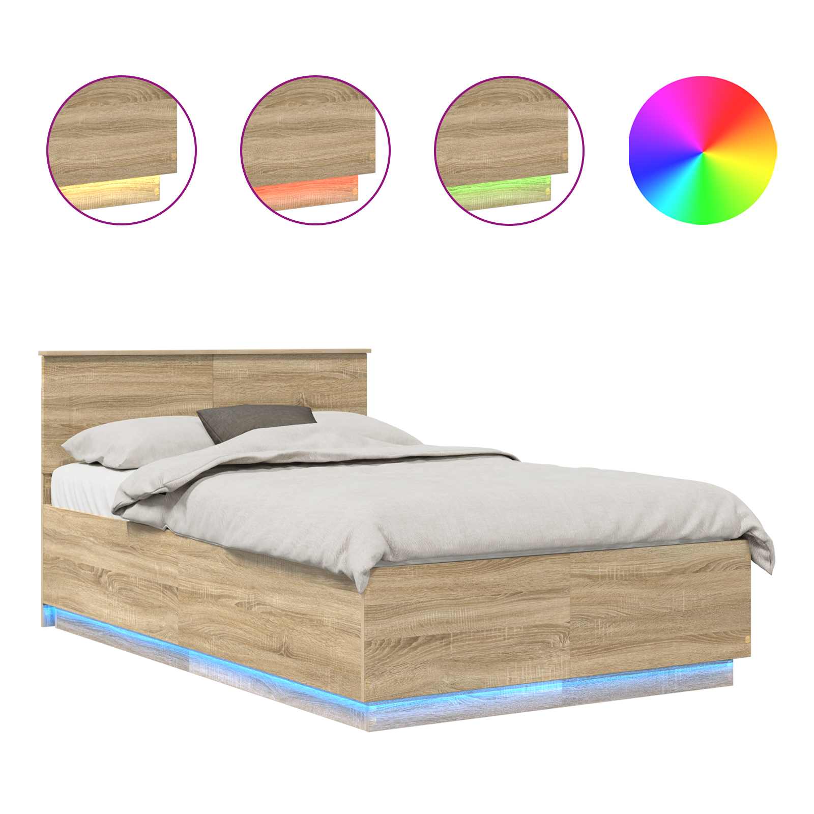 Cadru de pat Stejar Sonoma 120 x 200 cm Lemn compozit GartenMobel Dekor