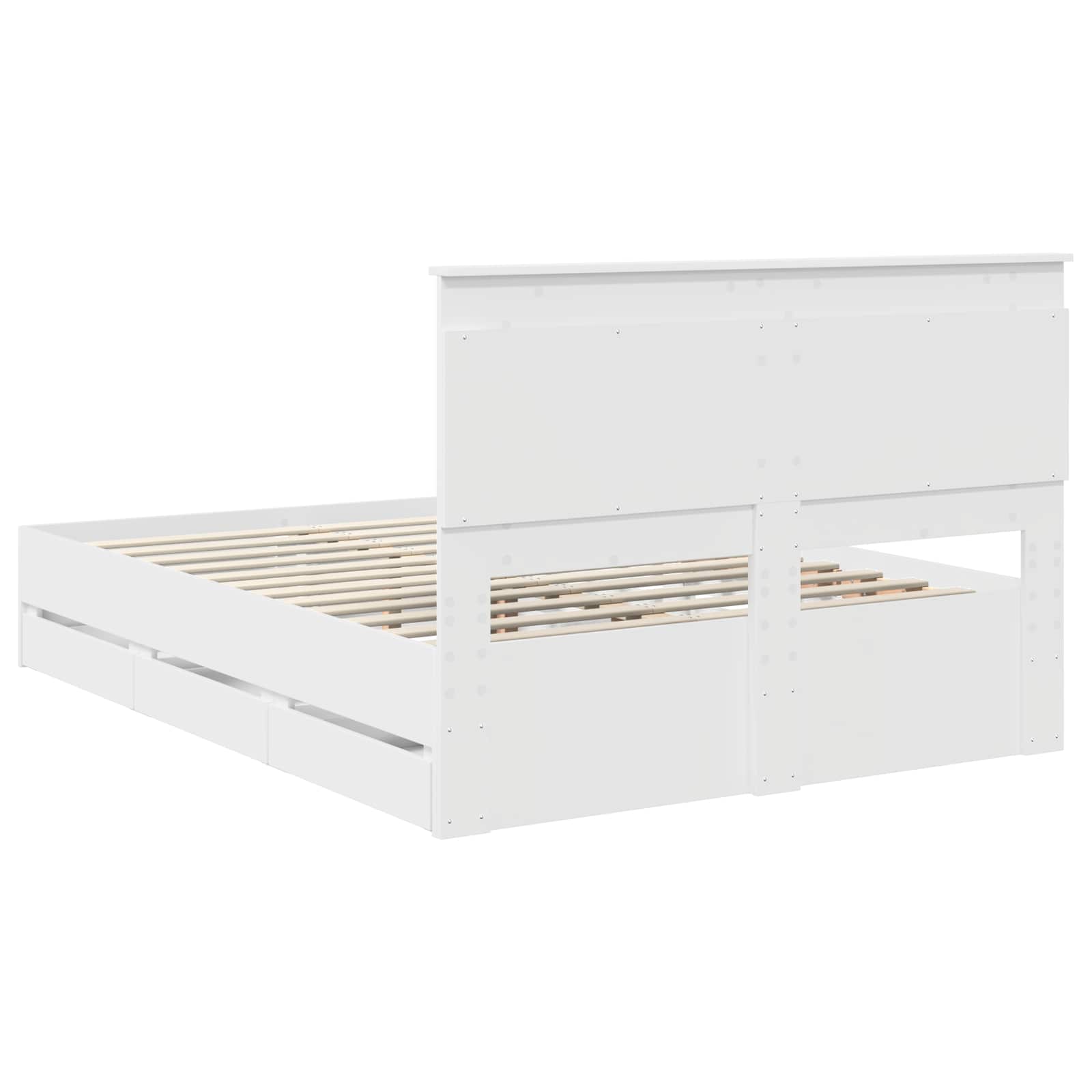 Cadru de pat cu sertar Alb 150 x 200 cm Lemn Ingineresc GartenMobel Dekor