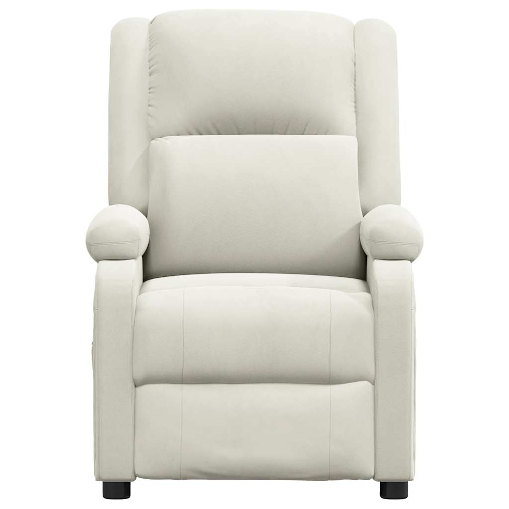 Fotoliu de masaj electric, crem, catifea GartenMobel Dekor