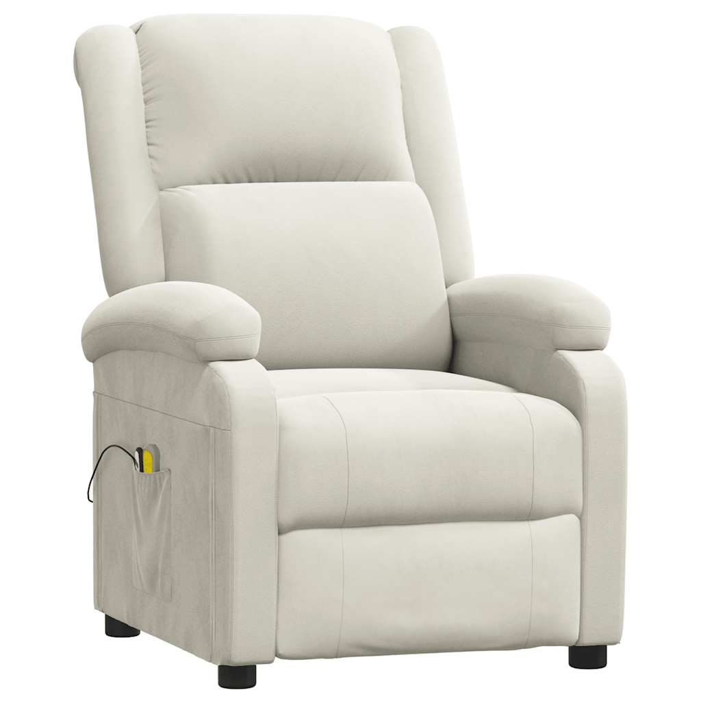 Fotoliu de masaj electric, crem, catifea GartenMobel Dekor