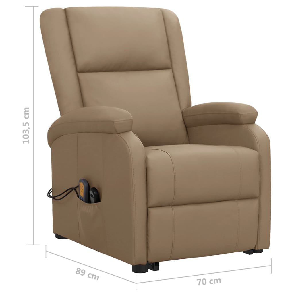 Fotoliu masaj cu ridicare verticală, cappuccino piele ecologică GartenMobel Dekor