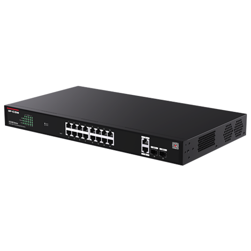 Switch 16 x RJ45 1G PoE, 2 x SFP 1G, 2 x RJ45 1G, Management, 1U - IP-COM G2220P-16-250W SafetyGuard Surveillance