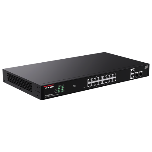 Switch 16 x RJ45 1G PoE, 2 x SFP 1G, 2 x RJ45 1G, Management, 1U - IP-COM G2220P-16-250W SafetyGuard Surveillance