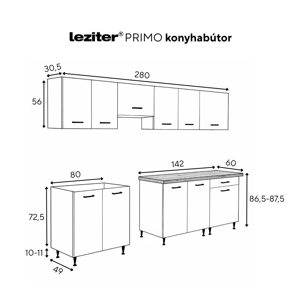 Leziter Bucătărie Primo 280 alb, cu blat rauna sil Mobalis Homvera