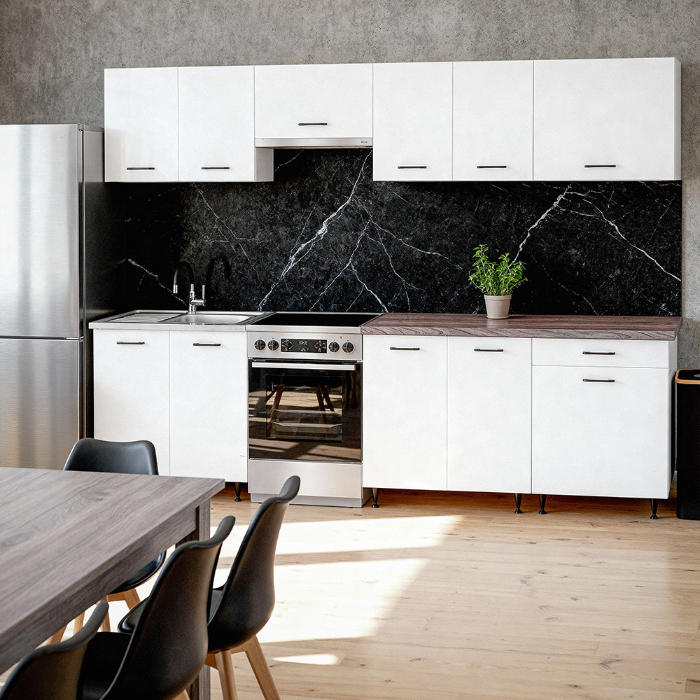 Leziter Bucătărie Primo 280 alb, cu blat rauna sil Mobalis Homvera