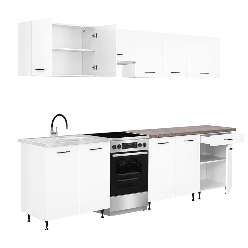 Leziter Bucătărie Primo 280 alb, cu blat rauna sil Mobalis Homvera