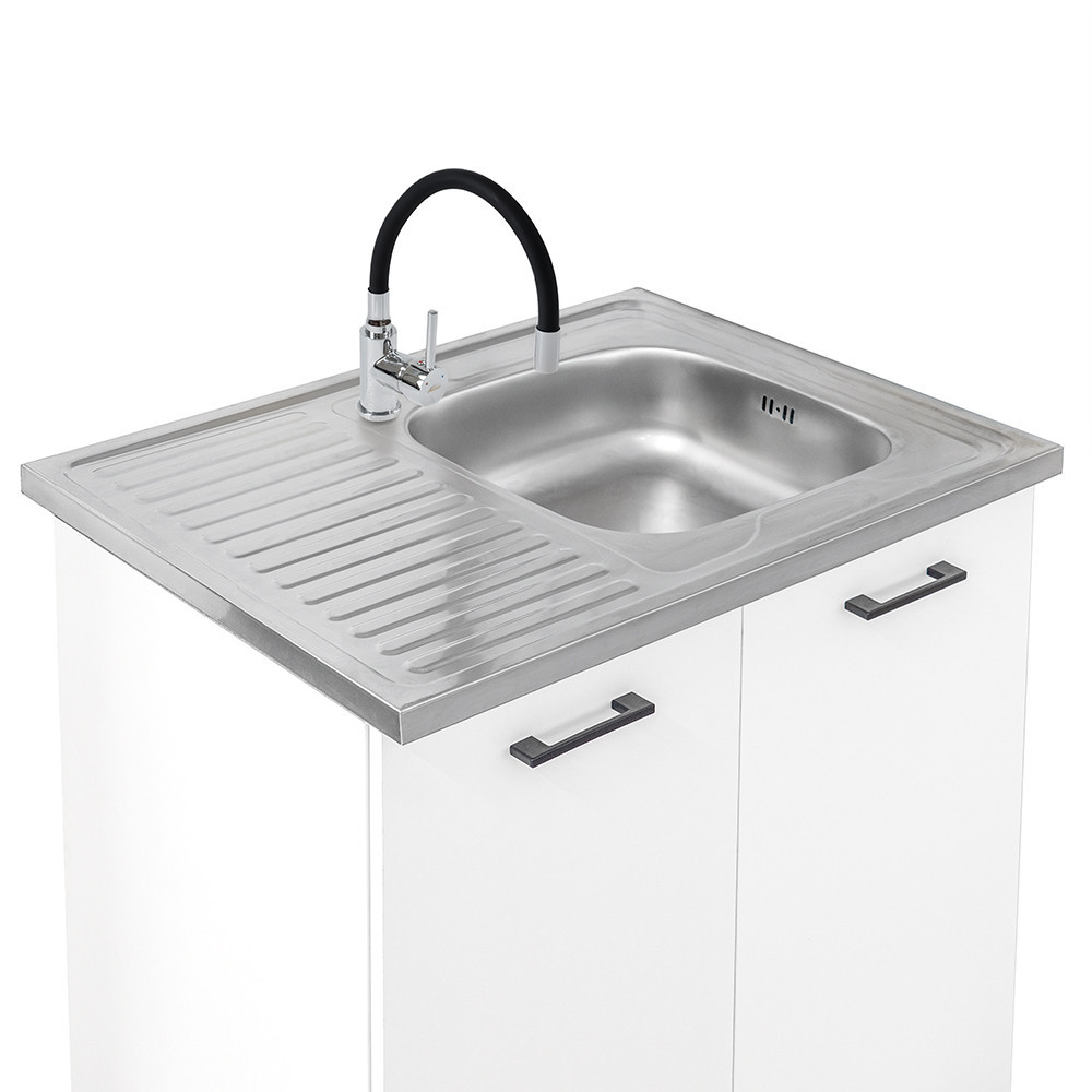 Leziter Dulap de bucătărie Primo 220 alb, blat de lucru din stejar charlestone Mobalis Homvera