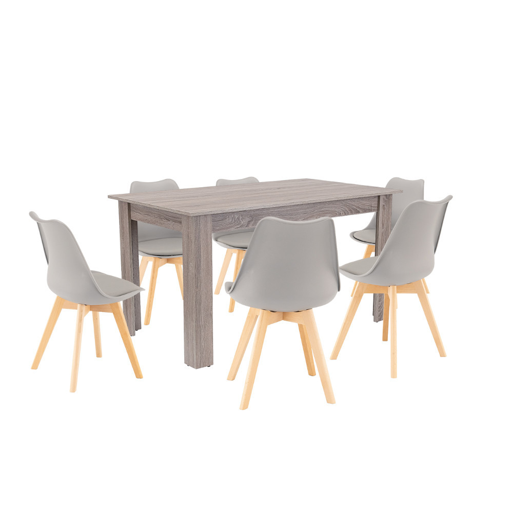 Leziter Set de masă Zara 6 1 gri-stejar York Mobalis Homvera